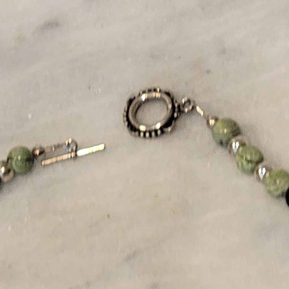 Jade Pearl Sterling Sterling Necklace Earring Set Rutimated Quartz 925 18.5" - Picture 8 of 9